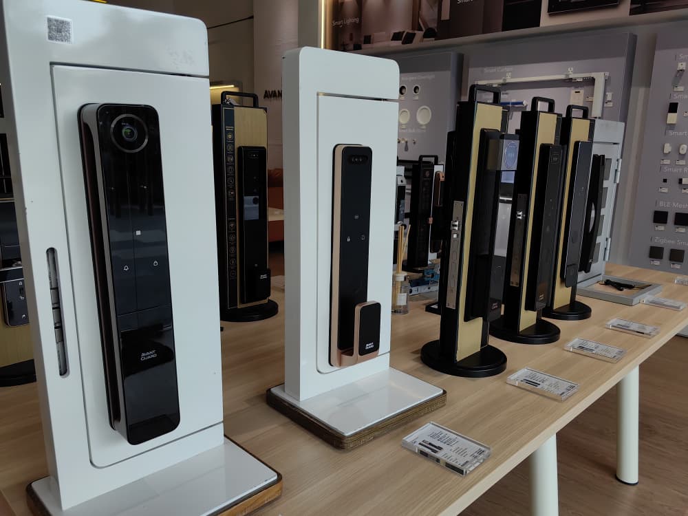 Avant Guard smart lock range on display at the showroom in Petaling Jaya