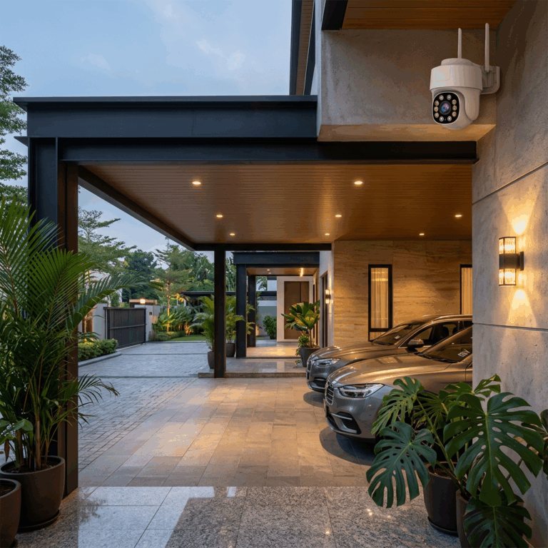 Avant Guard outdoor camera over a car porch