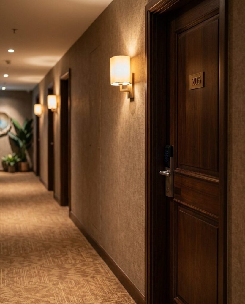 Hotel room entry with Avant Guard smart hotel lock