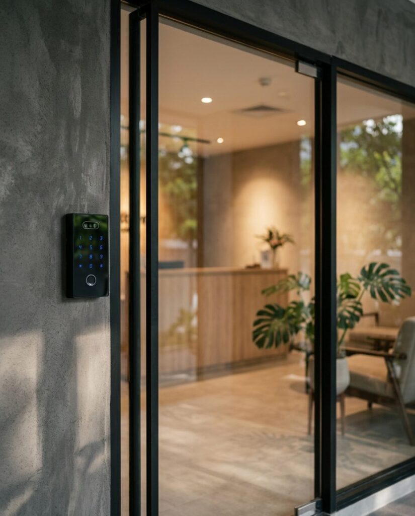 Office glass door with Avant Guard smart access