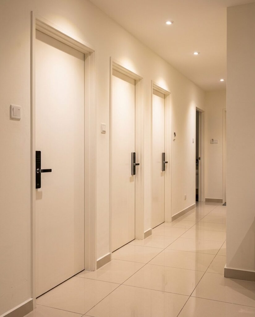Rental room doors fitted with Avant Guard smart locks