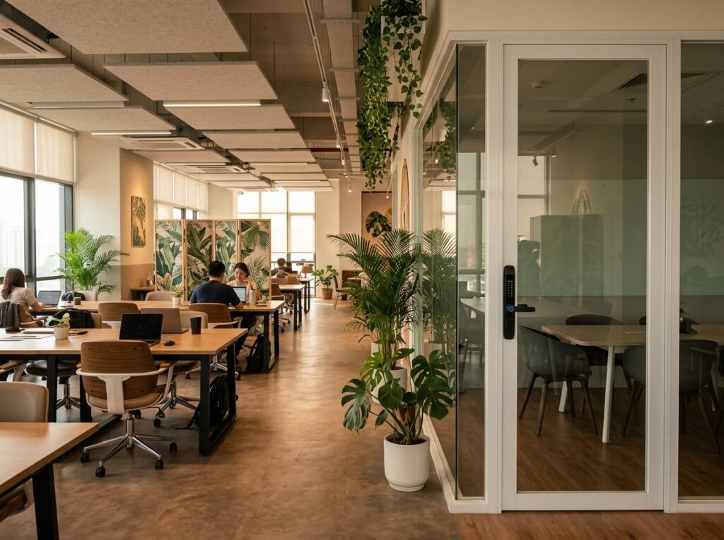 Coworking space with Avant Guard smart access and lighting